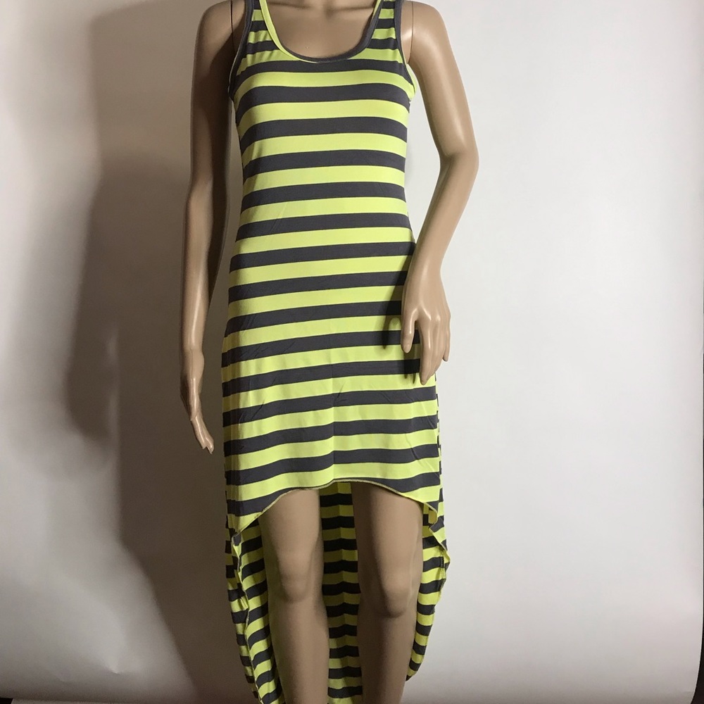 Basic Universal Green & Black Striped Dress